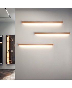 Simplified Solid Wood Strip Wall Light Mirror Front Light Background Wall Light Hotel Lobby Bedroom Bedhead LED Solid Wood Light