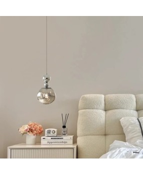 Bedroom bedside antique small pendant light luxury designer style living room background wall space long silver lava pendant light