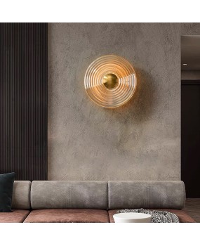 Nordic postmodern glass wall lamp, circular, luxurious and grand, living room, dining room, study room, corridor, background wall decoration wall lamp