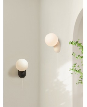 Modern minimalist bedroom bedside wall lamp without wiring, living room hallway without wiring decoration, creamy style small bean wall lamp