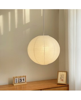 Japanese Zen style pendant light, simple and popular in the living room of homestays, Wabi Sabi style restaurant table, round ball white rice paper pendant light