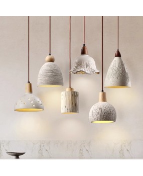 Wabi Sabi style pendant lamp, bedroom bedside lamp, Japanese style homestay restaurant lamp designer, artistic cement bar hanging line lighting fixture