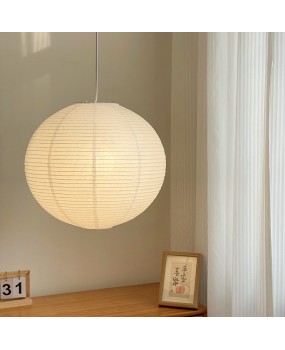 Japanese Zen style pendant light, simple and popular in the living room of homestays, Wabi Sabi style restaurant table, round ball white rice paper pendant light