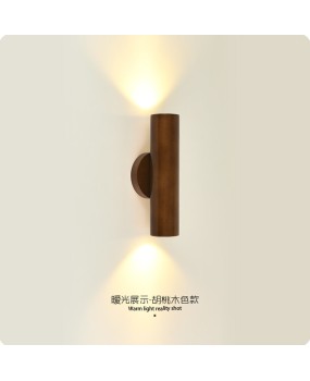 New Chinese style solid wood bedroom bedside LED wall lamp Nordic creative living room TV background wall staircase wooden wall lamp