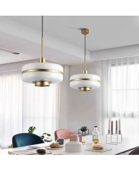 Nordic designer modern white jade glass pendant light creative modern minimalist restaurant bar counter study single head pendant light