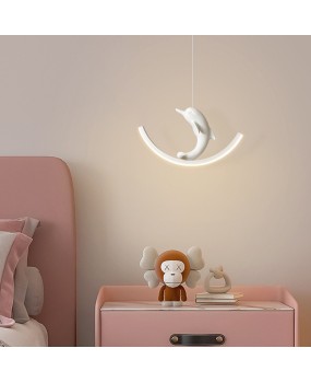 Modern Creative Cartoon Resin Dolphin Bear Children's Clothing Store Early Education Center Children's Room Bedroom Bedhead LED Pendant Light