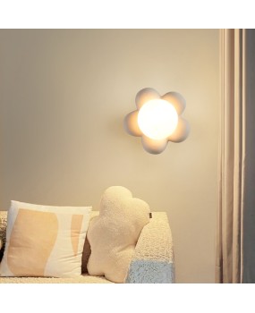 Rural style simple and warm flower bed lamp Nordic creative design children's room study bedroom pure copper wall lamp