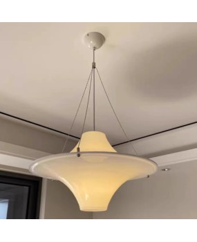 Middle aged cream style seagull pendant light, Nordic atmosphere bedroom restaurant bar counter dining table, white acrylic flying saucer pendant light