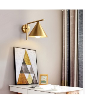 Postmodern Golden Horn Wall Lamp Creative Bedroom Bedhead Living Room Dining Room Mirror Pure Copper Nordic Adjustable Wall Lamp