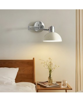 Middle aged cream style swing arm bedroom bedroom bedside lamp simple Bauhaus study foldable eye protection reading wall lamp