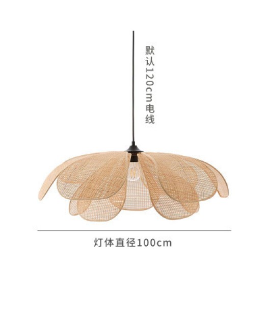 2023 Japanese Wabi Sabi Handmade Weaving Homestay Restaurant Bedroom Vine Weaving Art Petal Creative Individual Pendant Light