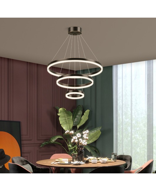 All copper Italian minimalist living room pendant light, modern minimalist and atmospheric eye protection bedroom dining room light, circular and creative lighting fixtures