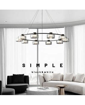 Italian minimalist modern living room pendant light, minimalist and creative high-end glass, Nordic LED all copper dining room bedroom master light