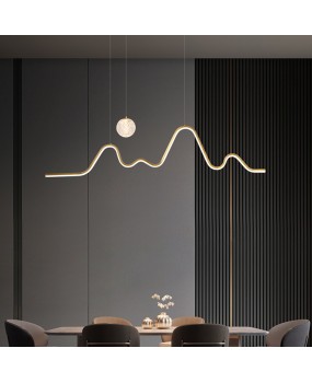 All copper restaurant pendant light, modern minimalist restaurant light, minimalist table light, long dining room pendant light, Nordic light luxury lighting fixtures