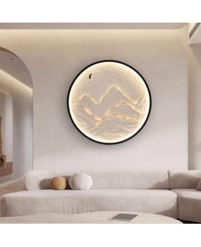 Artistic conception, tea room gypsum wall lamp, bedroom bedside lamp, simple modern mountain and river living room sofa, background wall atmosphere, wall lamp