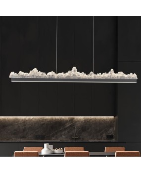 Italian minimalist iceberg restaurant light, modern light luxury designer tea table, dining room, one line long dining table, island table, pendant light