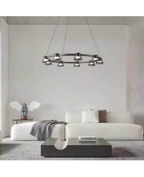 Living room pendant light, high-end Italian minimalist light luxury designer, dining table pendant light, glass modern minimalist circular light