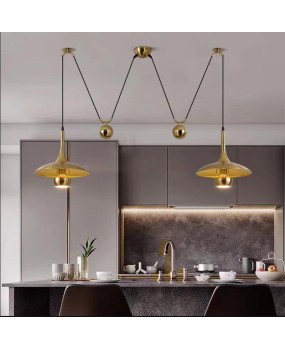 Nordic creative personality simple flying saucer pulley pendant light restaurant living room clothing coffee shop height adjustable pendant light