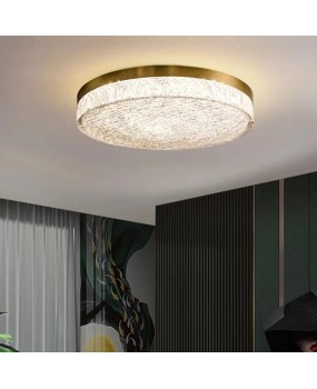 Light luxury master bedroom ceiling light, simple and atmospheric, household ultra-thin study, all copper resin high-end villa eye protection lamp