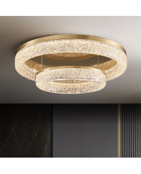 All copper light luxury living room ceiling light, simple, modern, atmospheric circular resin building, dining room, bedroom, hall lighting fixtures