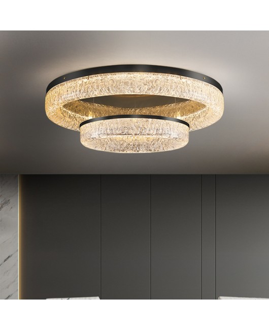 All copper light luxury living room ceiling light, simple, modern, atmospheric circular resin building, dining room, bedroom, hall lighting fixtures