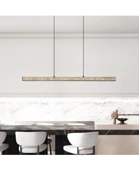 Italian minimalist restaurant pendant light, modern minimalist Nordic high-end all copper bar counter, black long strip design with a sense of linear light