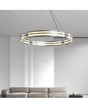 Italian minimalist living room pendant light, modern minimalist high-end design, glass LED ring, Nordic restaurant bedroom light