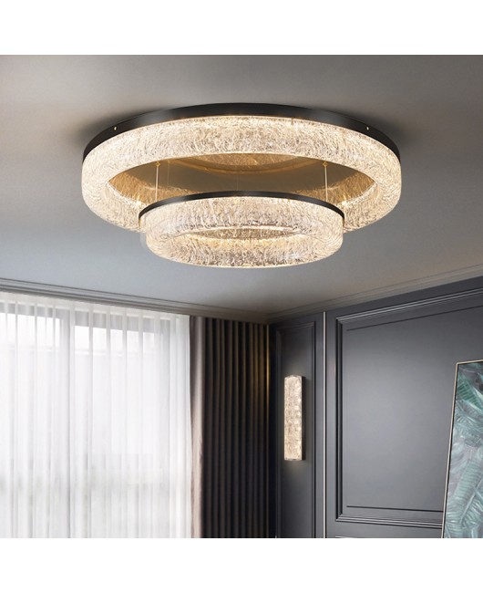 All copper light luxury living room ceiling light, simple, modern, atmospheric circular resin building, dining room, bedroom, hall lighting fixtures