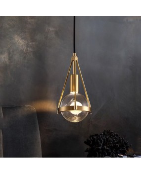 Bedroom bedside pendant light luxurious modern minimalist restaurant bar creative dandelion crystal all copper single head small pendant light