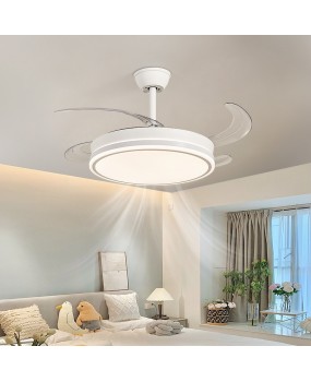 Smart home bedroom fan light, modern and simple LED, children's room eye protection, silent and flicker free ceiling fan light, casa