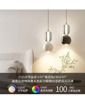 Bedroom bedside pendant light, simple modern glass living room background wall designer, foyer light luxury lifting long hanging line light