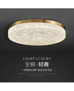 Light luxury master bedroom ceiling light, simple and atmospheric, household ultra-thin study, all copper resin high-end villa eye protection lamp