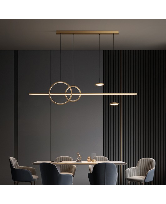 All copper restaurant pendant light, simple modern long dining table, bar counter pendant light, Italian minimalist light luxury, new Nordic lighting fixtures