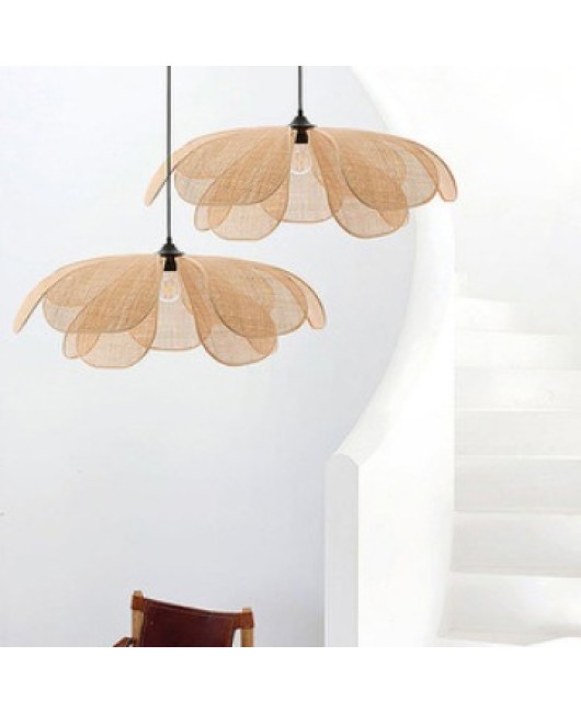 2023 Japanese Wabi Sabi Handmade Weaving Homestay Restaurant Bedroom Vine Weaving Art Petal Creative Individual Pendant Light