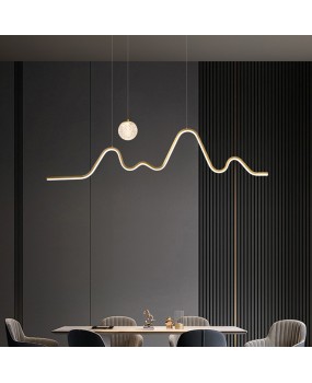 All copper restaurant pendant light, modern minimalist restaurant light, minimalist table light, long dining room pendant light, Nordic light luxury lighting fixtures