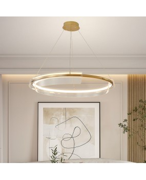 Living room pendant lamp designer circular LED light luxury internet famous restaurant atmospheric simple post-modern bedroom pendant lamp