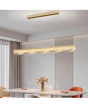 Modern minimalist restaurant pendant light, minimalist creative long strip dining table light, resin front desk bar counter straight LED lighting fixture