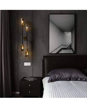 Postmodern Nordic minimalist all copper light luxury creative personality bedroom headboard hotel living room TV background wall light