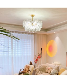 Living room lamp French light luxury living room master lamp bedroom lamp modern simple atmospheric romantic internet famous crystal glass pendant lamp