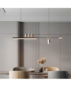 Modern minimalist restaurant pendant light, Nordic designer, light luxury island platform, creative personality, dining room bar counter, straight strip light