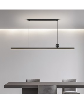 All copper long strip minimalist straight black restaurant pendant light with intelligent dimming spherical Nordic modern bar counter office light