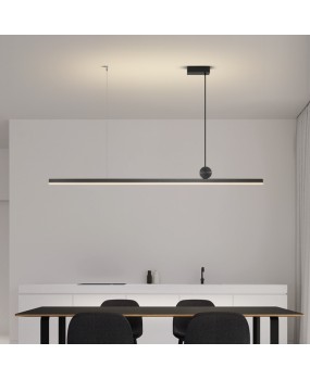 All copper long strip minimalist straight black restaurant pendant light with intelligent dimming spherical Nordic modern bar counter office light