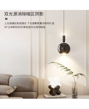 Round ball pendant light, modern minimalist, light luxury, creamy style hanging line light, creative lifting adjustable, master bedroom bedside lamp