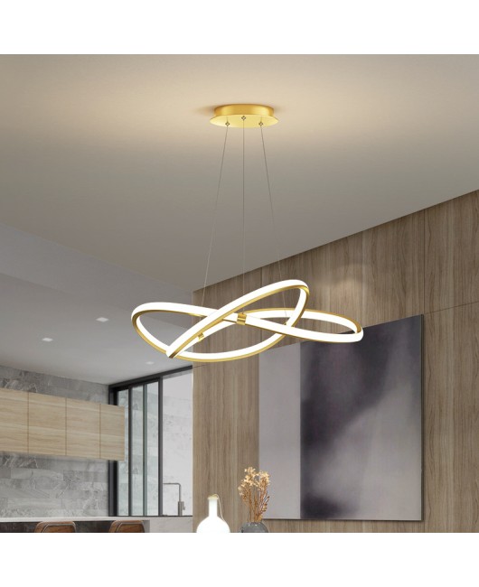 All copper minimalist living room pendant light, modern, luxurious, high-end Italian style living room master light, bedroom ring pendant light