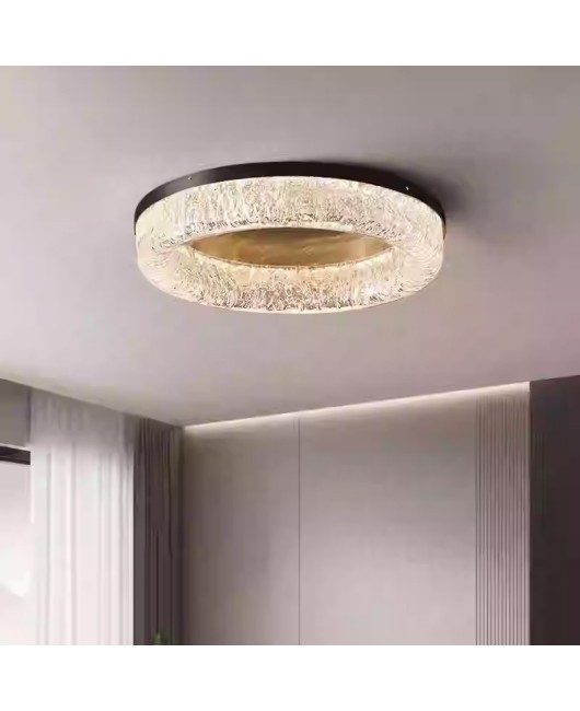 All copper light luxury living room ceiling light, simple, modern, atmospheric circular resin building, dining room, bedroom, hall lighting fixtures