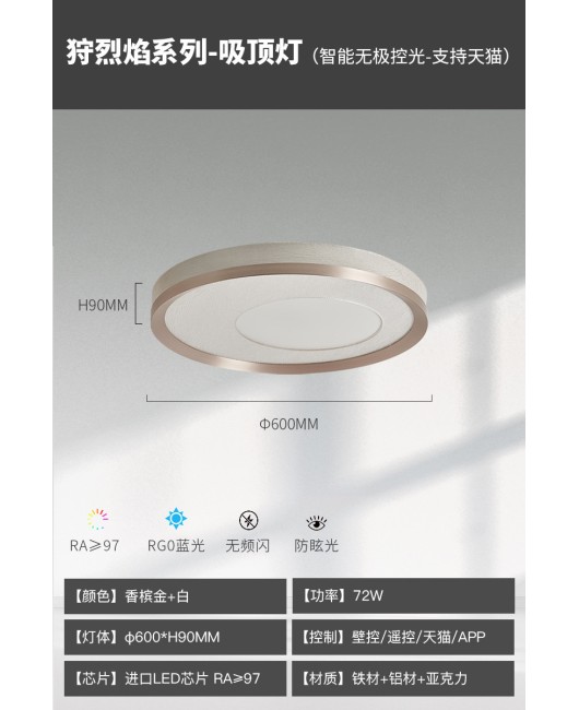 Bedroom ceiling light full spectrum eye protection modern minimalist new high-end feeling book homeowner bedroom light