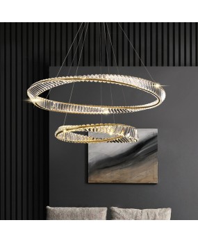 Minimalist, creative, personalized, postmodern, Italian, light luxury, minimalist designer, living room, dining room, bedroom, circular crystal chandelier