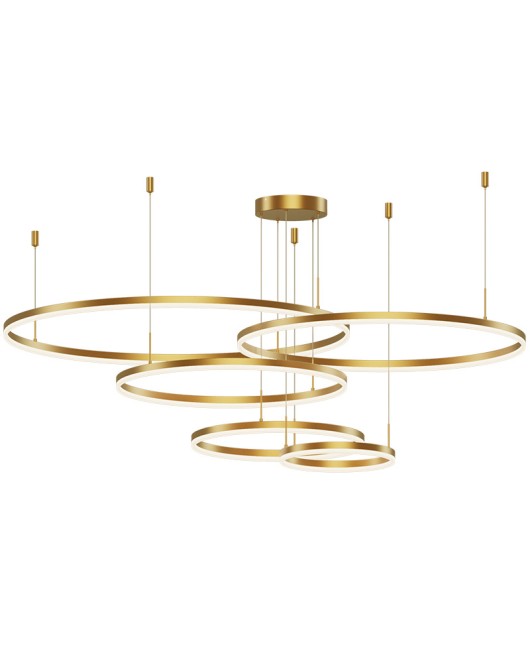 All copper Italian minimalist living room pendant light, modern minimalist and atmospheric eye protection bedroom dining room light, circular and creative lighting fixtures