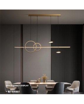 All copper restaurant pendant light, simple modern long dining table, bar counter pendant light, Italian minimalist light luxury, new Nordic lighting fixtures