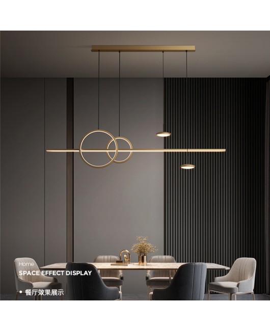 All copper restaurant pendant light, simple modern long dining table, bar counter pendant light, Italian minimalist light luxury, new Nordic lighting fixtures